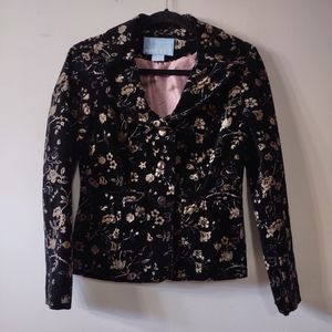 Nine West Floral Velvet Blazer, Size Small